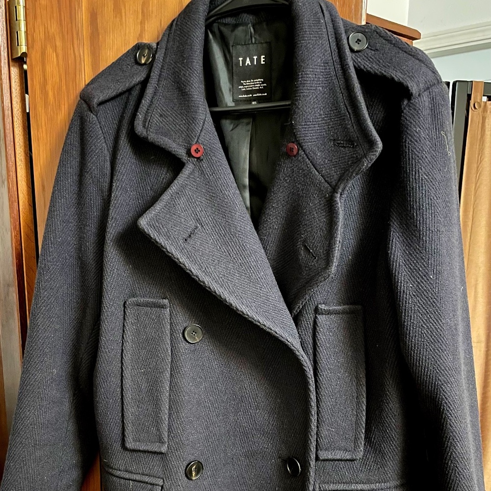 Tate Double-breasted Navy Pea Coat